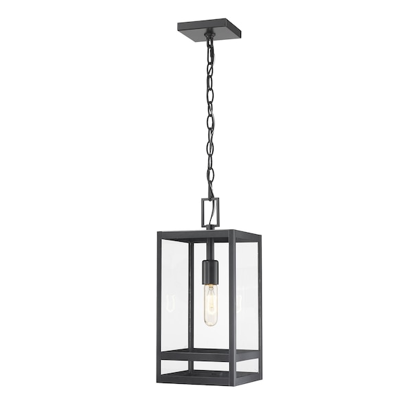 Z-Lite Nuri 1 Light Outdoor Chain Mount Ceiling Fixture, Black & Clear 596CHM-BK - main